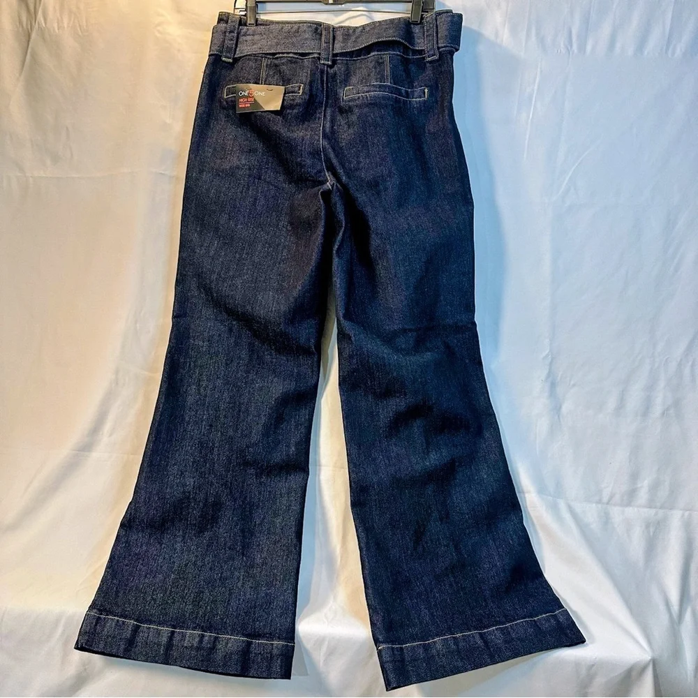 One 5 One Dark Indigo Wide Leg Jeans - Picture 3 of 9